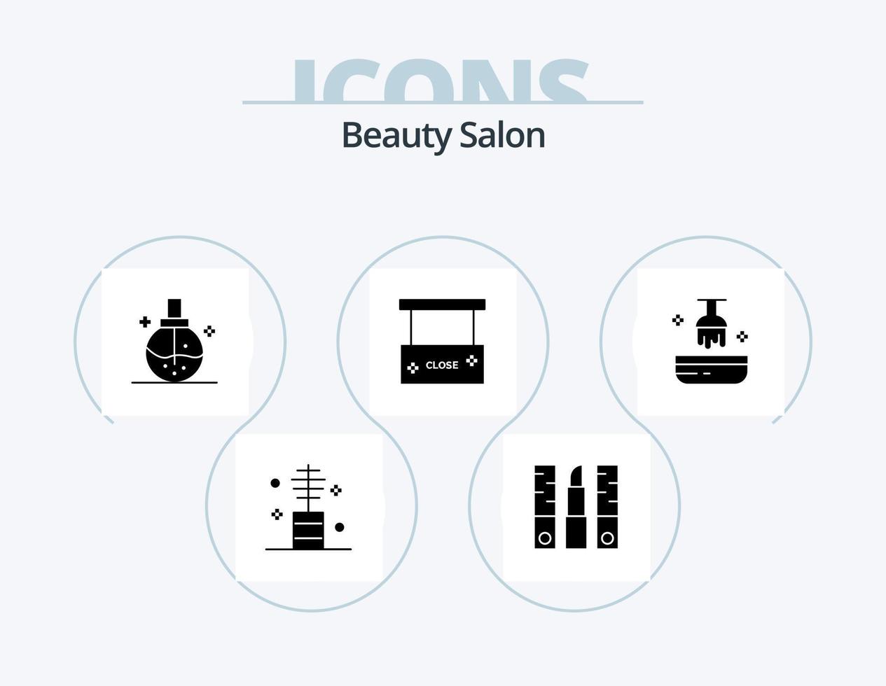 Schönheitssalon-Glyphen-Icon-Pack 5 Icon-Design. nah dran. Schönheit und Wellness. Lippenstift. Parfüm. Mode vektor