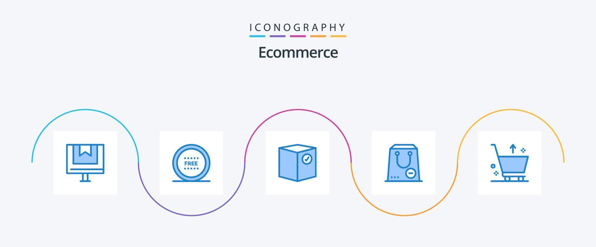 E-Commerce Blue 5 Icon Pack inklusive Minus. Handel. Linie. Versand. Handel vektor