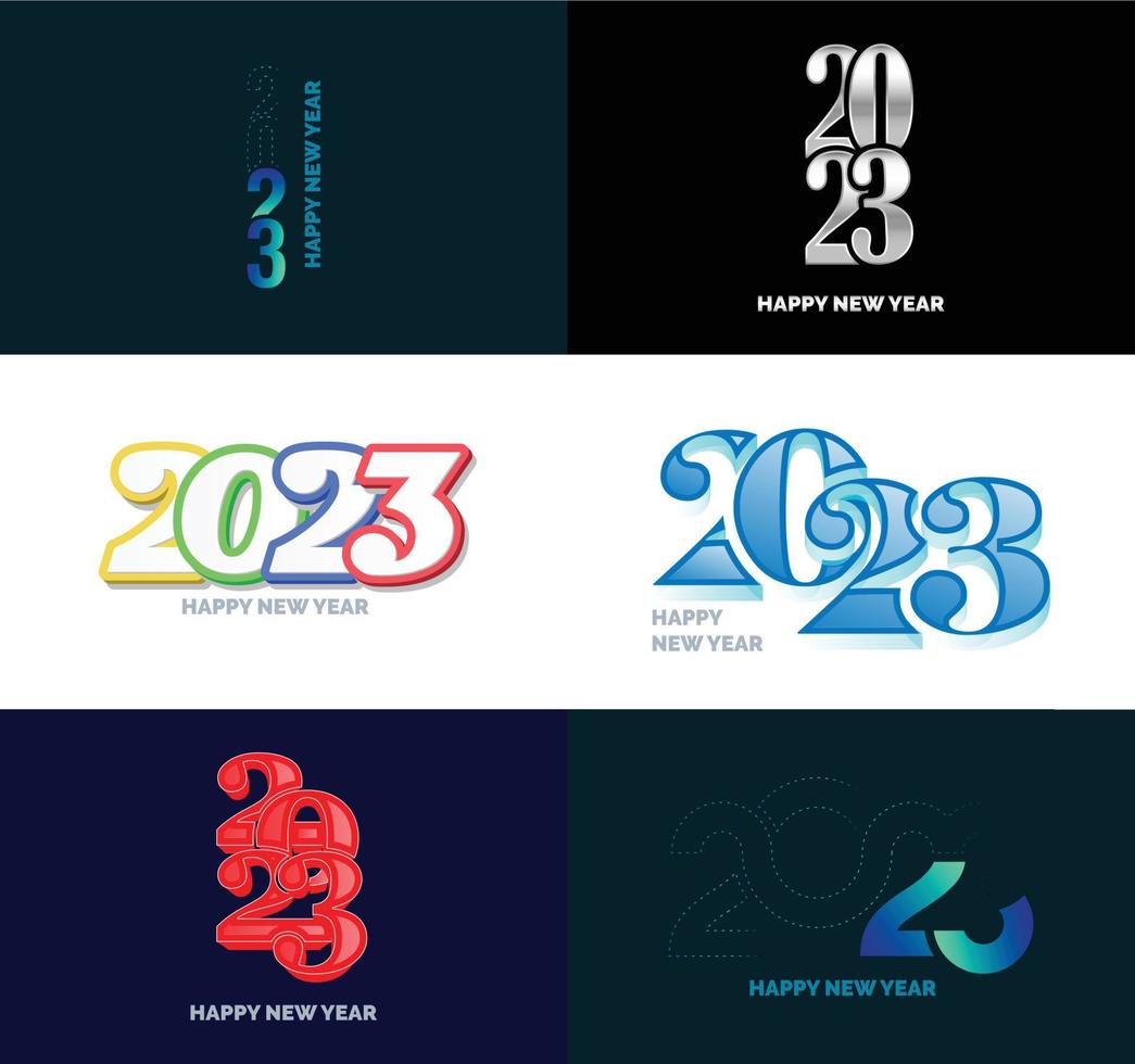 große reihe von 2023 frohes neues jahr logo text design 2023 zahlenentwurfsvorlage vektor