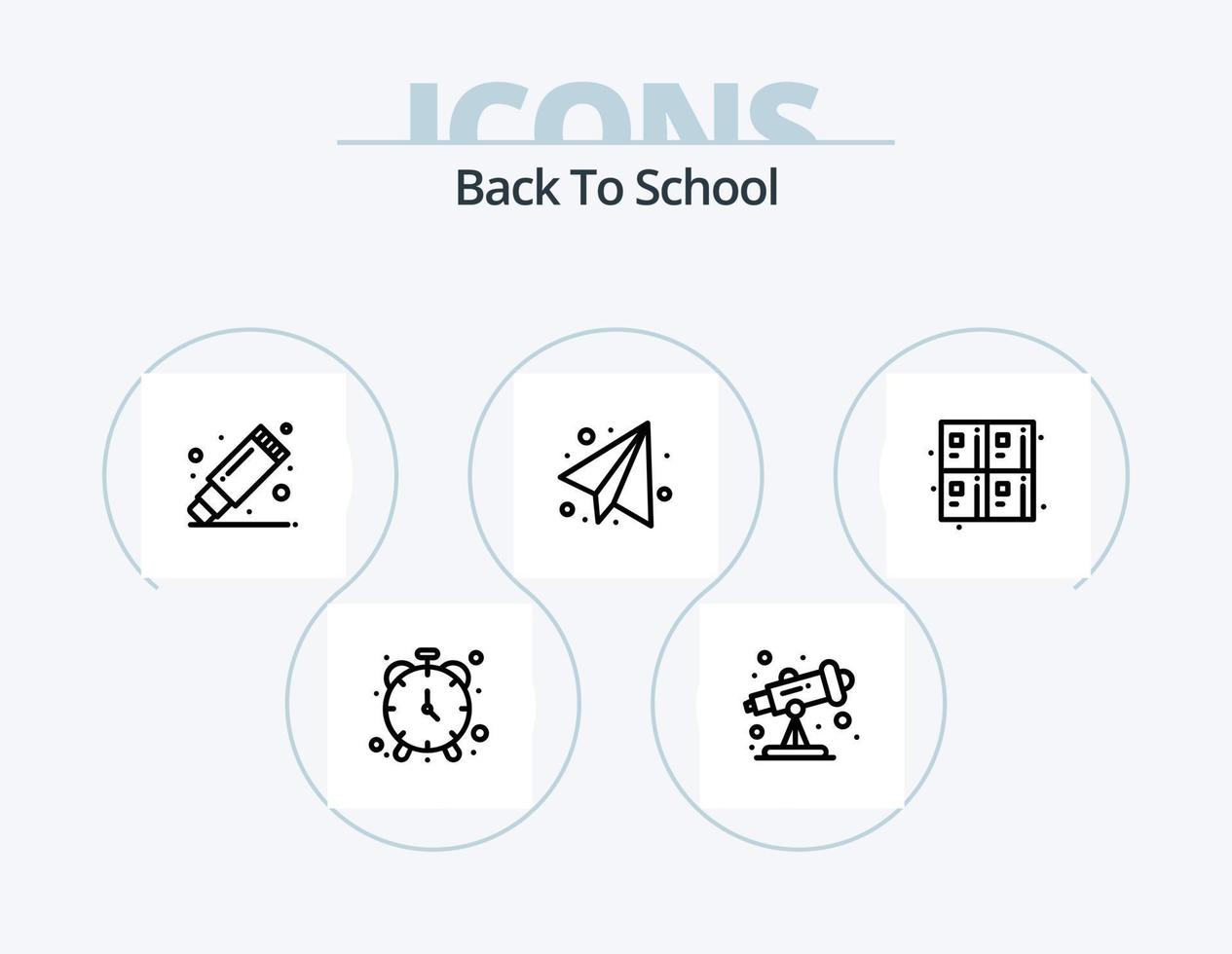 tillbaka till skola linje ikon packa 5 ikon design. bok. utbildning. studie. Beräkna. skola vektor