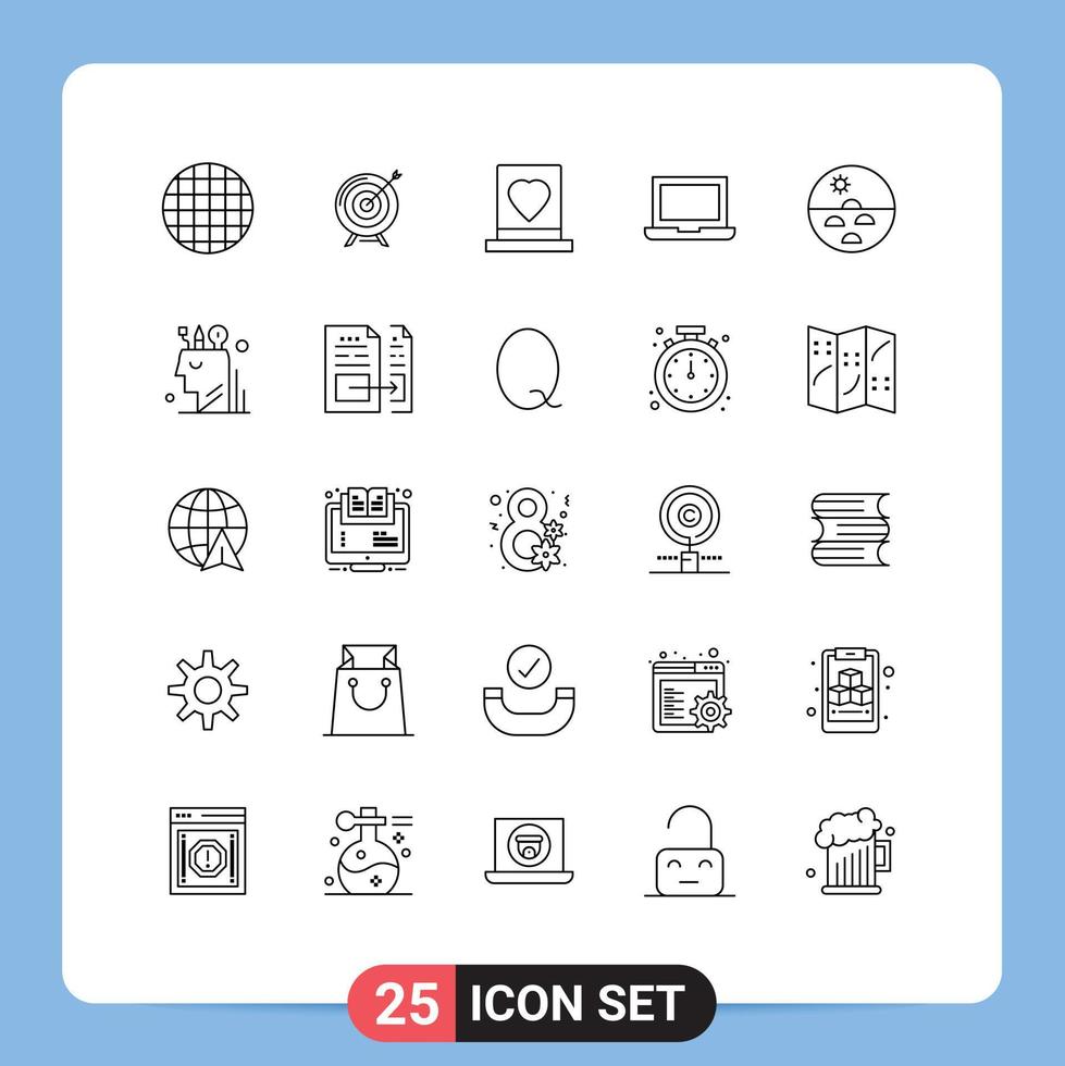piktogram uppsättning av 25 enkel rader av flap enhet uppdrag passionen kärlek redigerbar vektor design element