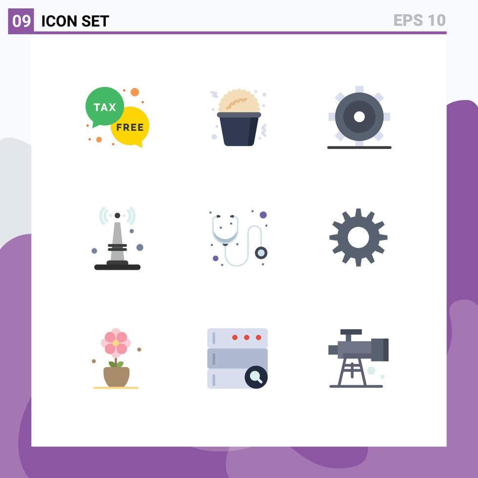 satz von 9 modernen ui symbolen symbole zeichen für krankenhaus dinge grundlegende router internet editierbare vektordesignelemente vektor