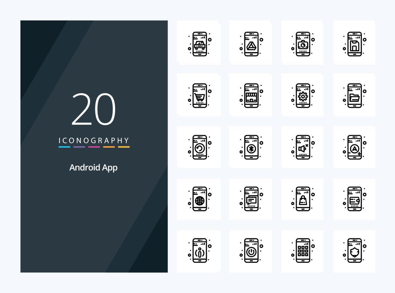 20 Gliederungssymbol für Android-Apps zur Präsentation vektor