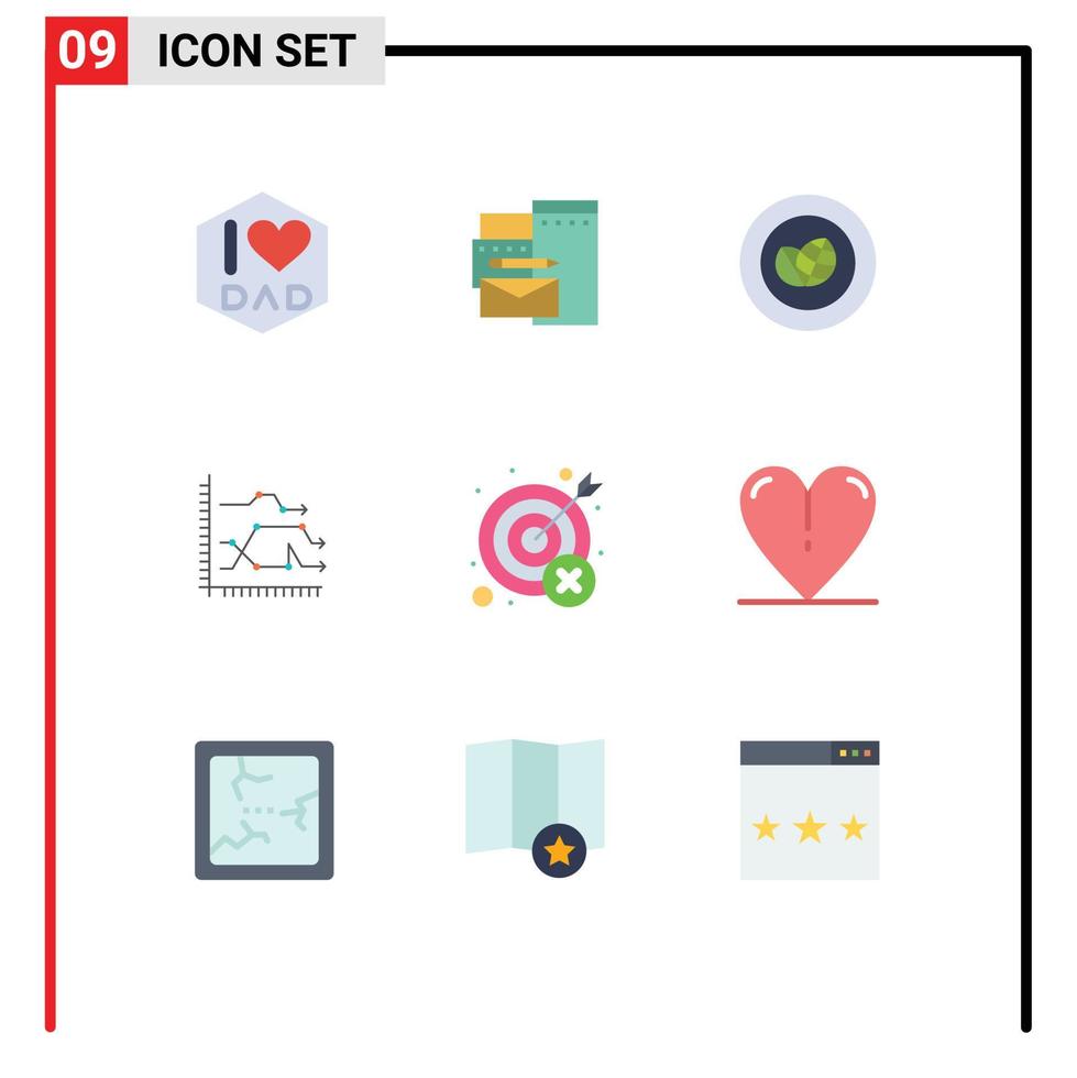 9 användare gränssnitt platt Färg packa av modern tecken och symboler av misslyckas Graf eco diagram företag redigerbar vektor design element