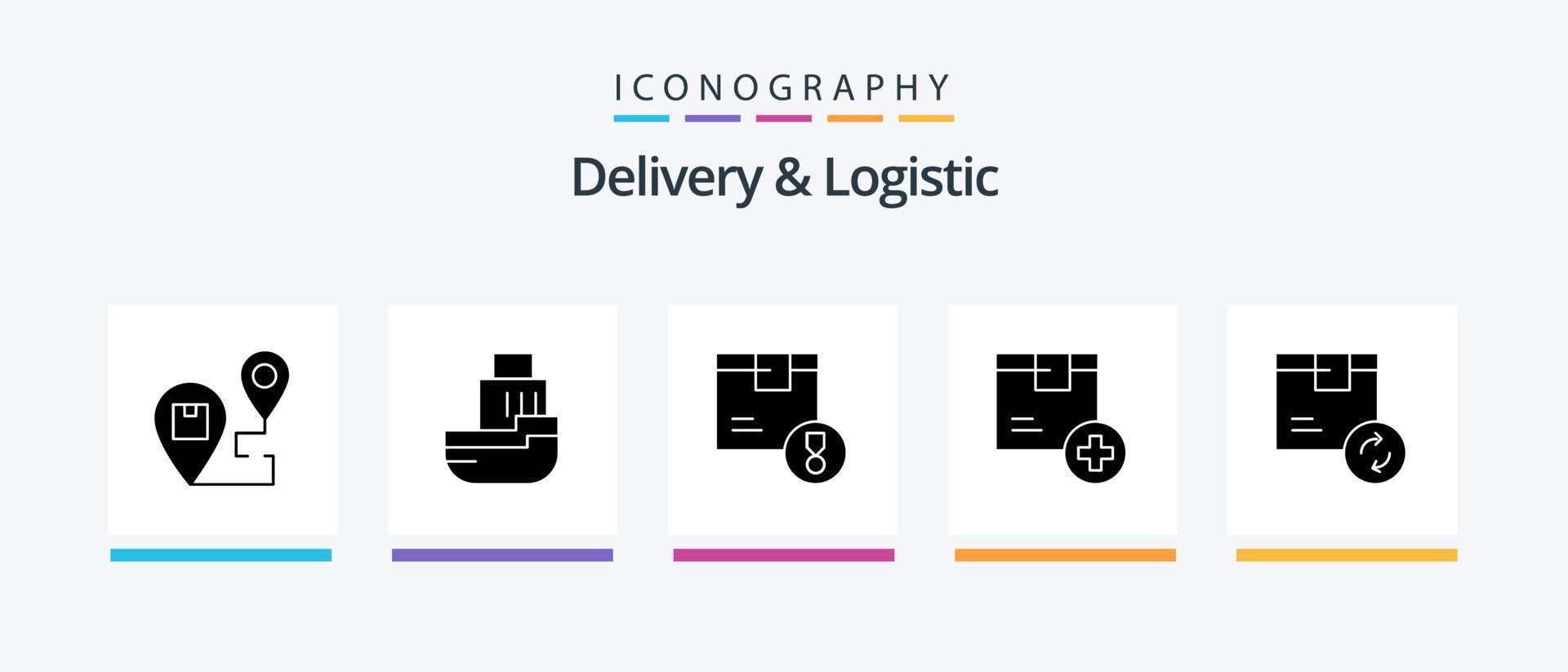 Lieferung und Logistik Glyph 5 Icon Pack inklusive Lieferung. hinzufügen. Versand. Produkt. Lieferung. kreatives Symboldesign vektor