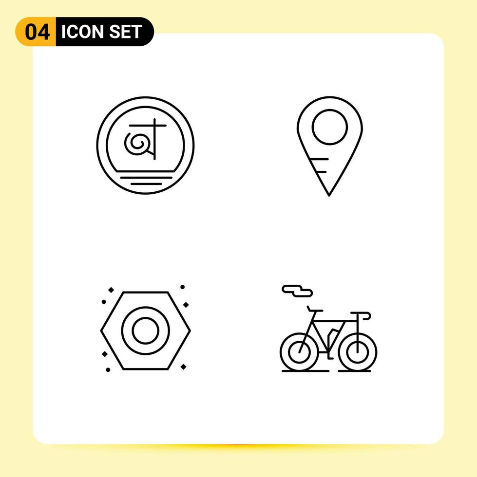 uppsättning av 4 modern ui ikoner symboler tecken för bangla rörmokare företag skola cykel redigerbar vektor design element