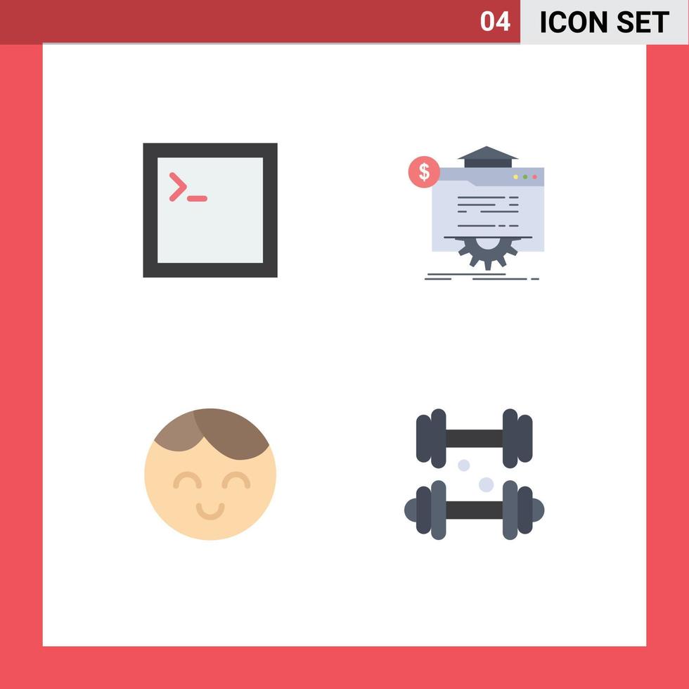 mobil gränssnitt platt ikon uppsättning av 4 piktogram av koda pojke seo teknologi hantel redigerbar vektor design element