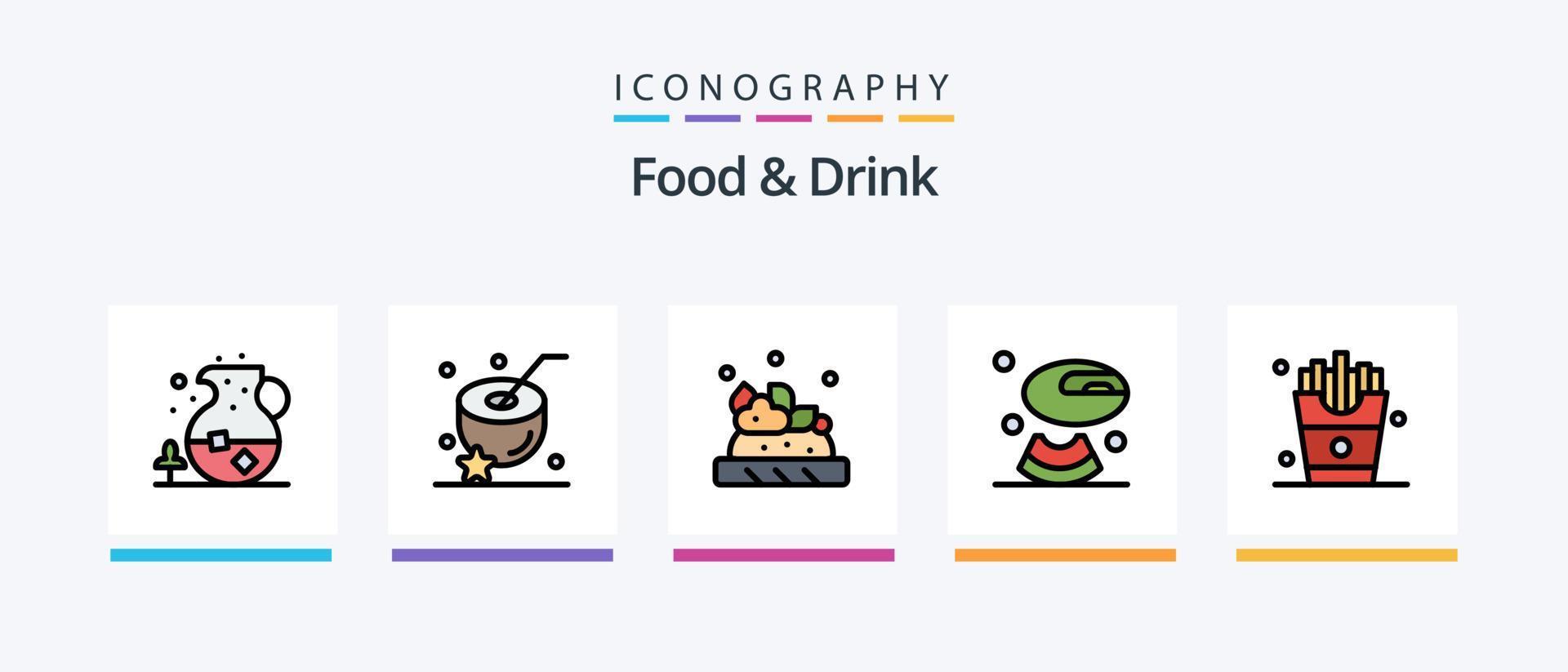 Lebensmittel- und Getränkelinie gefüllt 5 Icon Pack inklusive Glas. Getränk. Lebensmittel. kreatives Ikonendesign vektor
