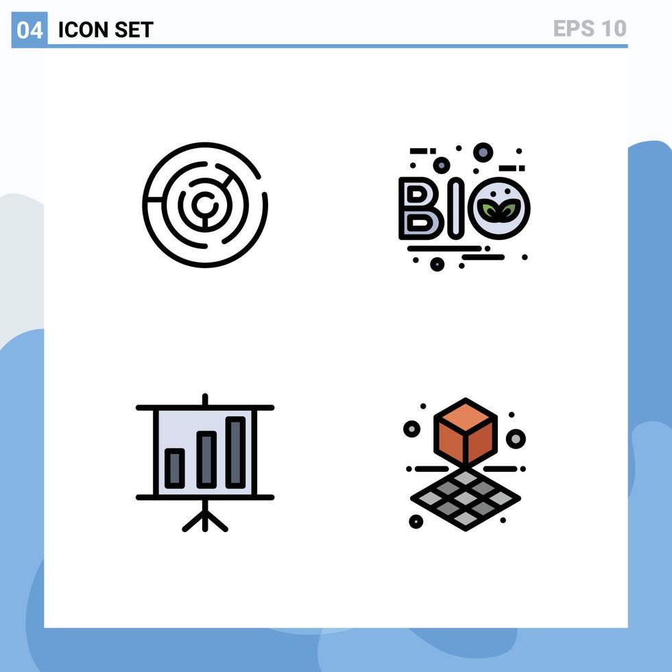 modern uppsättning av 4 fylld linje platt färger pictograph av pussel blad mål eco Diagram redigerbar vektor design element