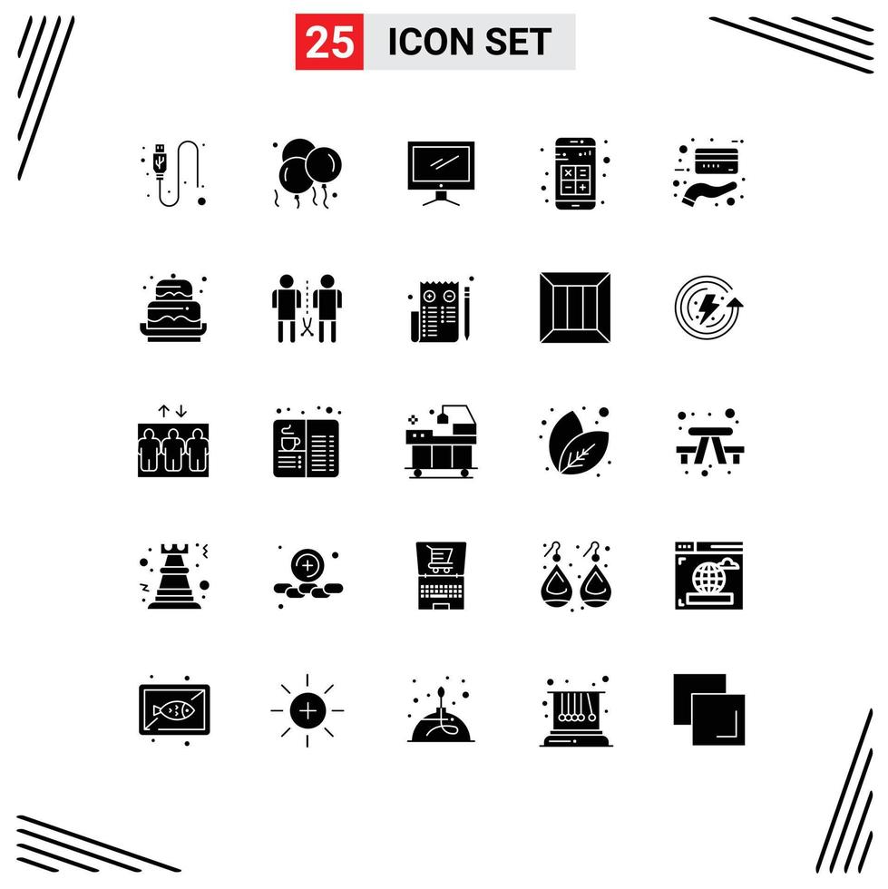 Stock Vector Icon Pack mit 25 Linienzeichen und Symbolen für Interaktions-Apps Computer-App-PC-editierbare Vektordesign-Elemente