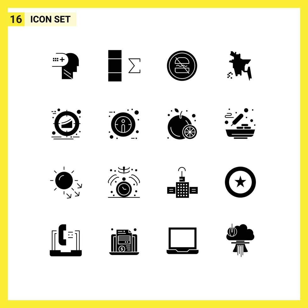 uppsättning av 16 modern ui ikoner symboler tecken för marknadsföring mål förbjudna bangladesh bangladesh redigerbar vektor design element