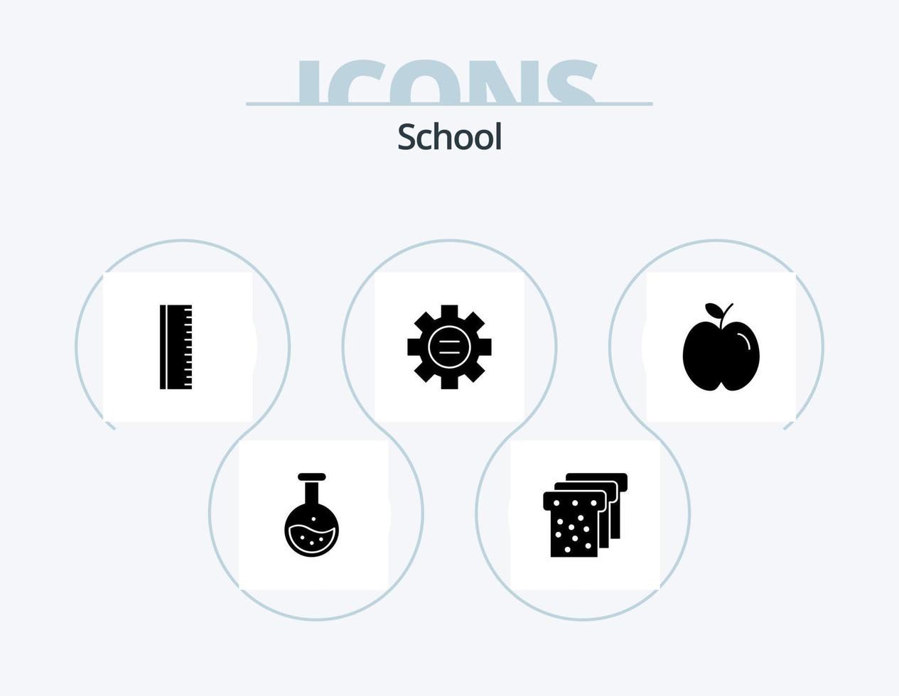 Schulglyphen-Icon-Pack 5 Icon-Design. Schule. Apfel. Bildung. Ausrüstung. Bildung vektor