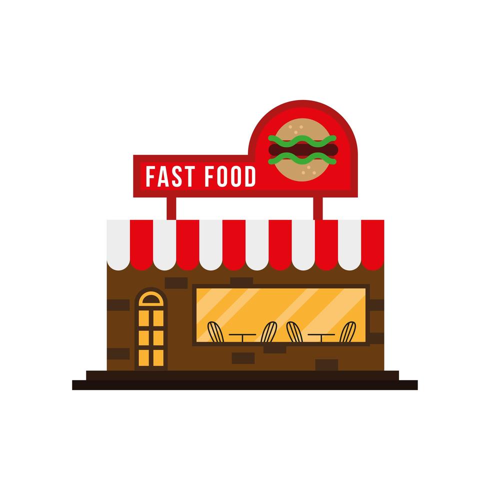 kleine Fast-Food-Laden Gebäude Fassade vektor