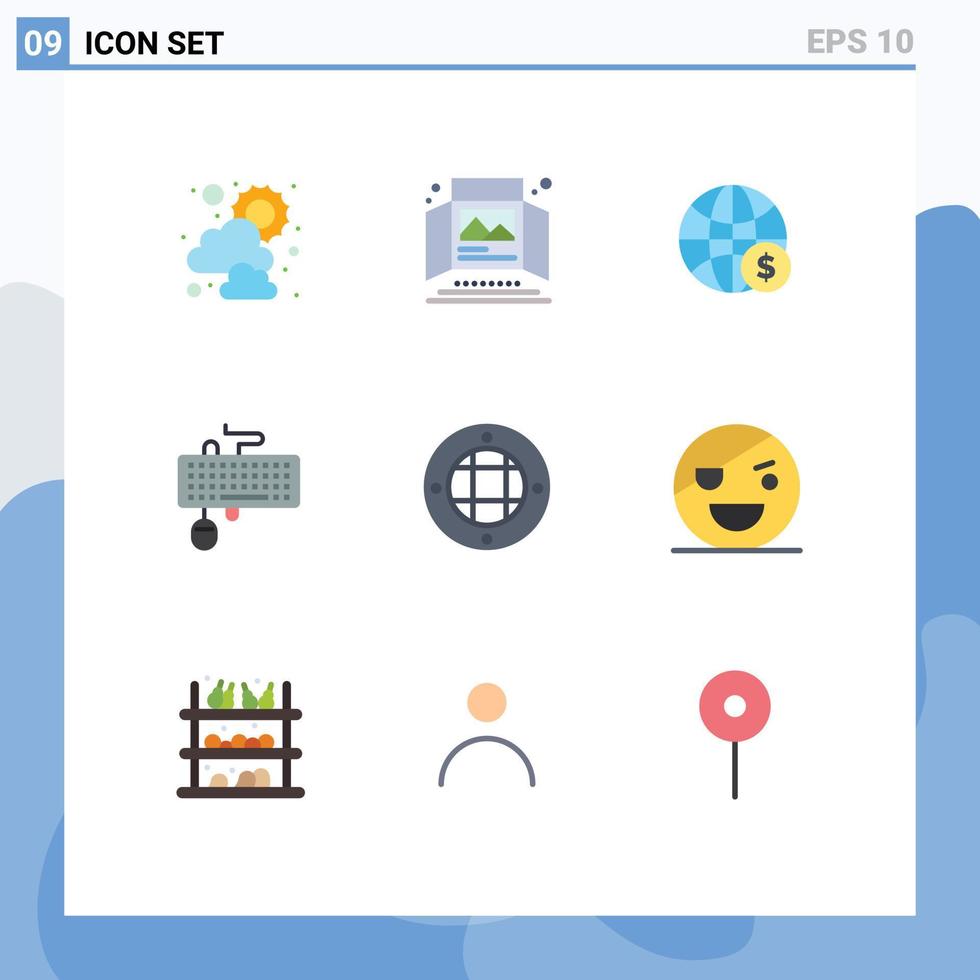 satz von 9 flachen vektorfarben auf raster für veraltete tastaturweltschnittstellengeschäft editierbare vektordesignelemente vektor
