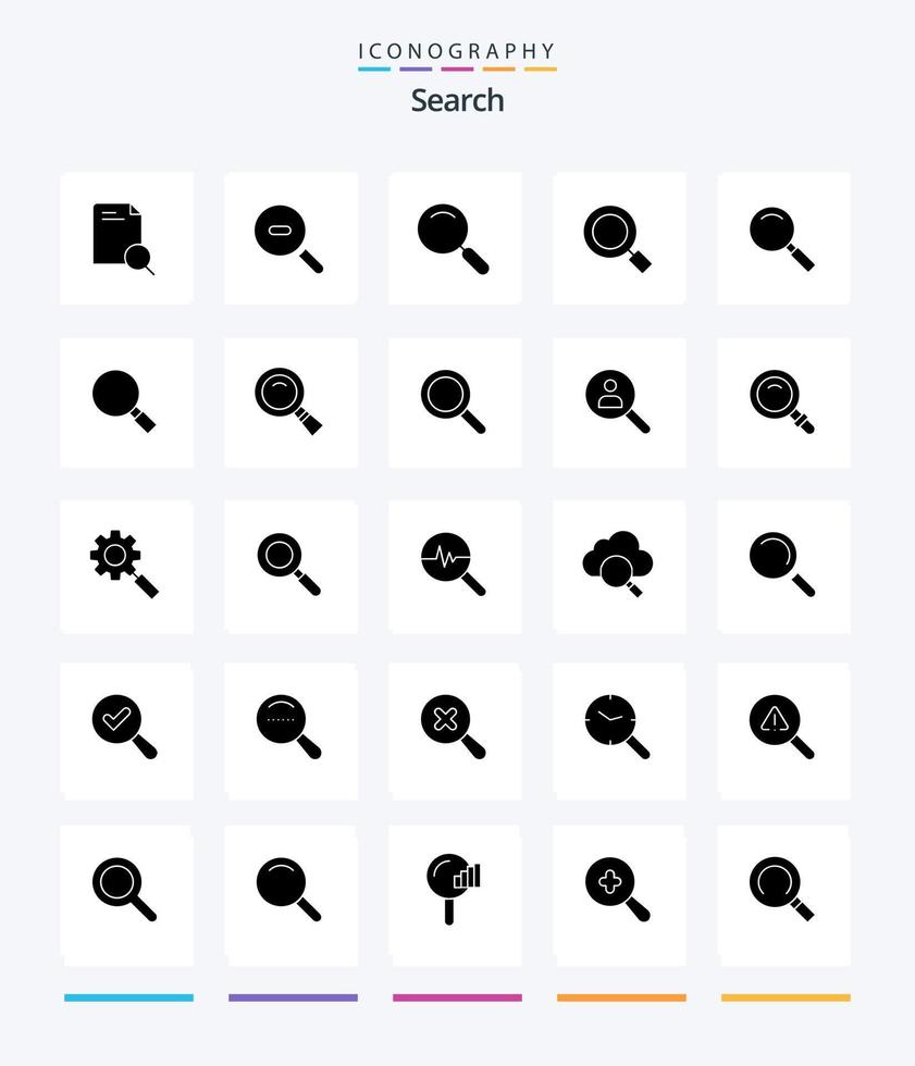 Creative Search 25 Glyph Solid Black Icon Pack wie Networking. Durchsuche. Lupe. Suche. sehen vektor