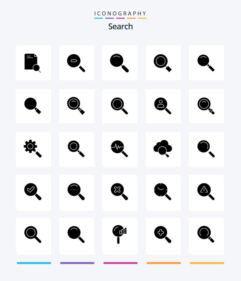 kreativ Sök 25 glyf fast svart ikon packa sådan som nätverk. bläddra. förstoringsglas. Sök. se vektor