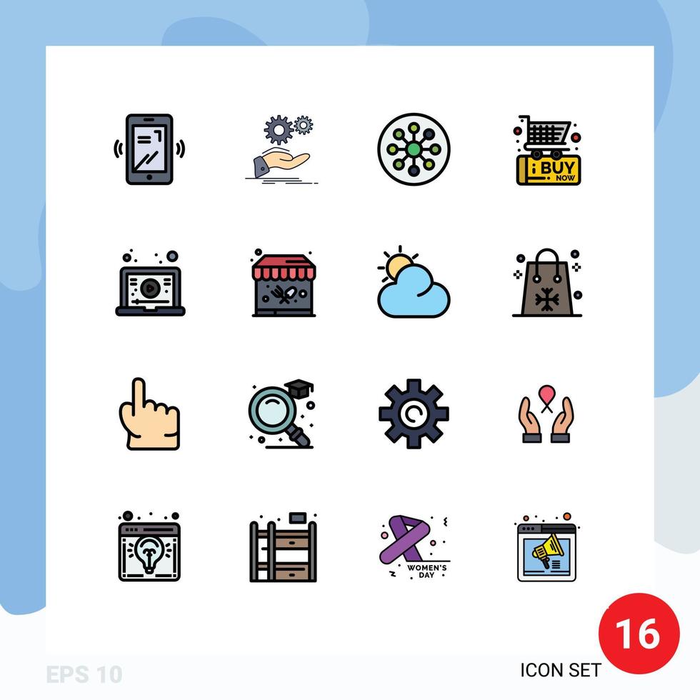 uppsättning av 16 modern ui ikoner symboler tecken för internet handel atom köpa laboratorium redigerbar kreativ vektor design element
