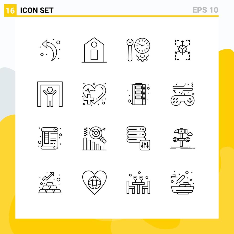 Aktienvektor-Icon-Pack mit 16 Zeilenzeichen und Symbolen für Sicherheitseinstellungen für menschliche Scanner-Präferenzen Diagrammraster editierbare Vektordesign-Elemente vektor