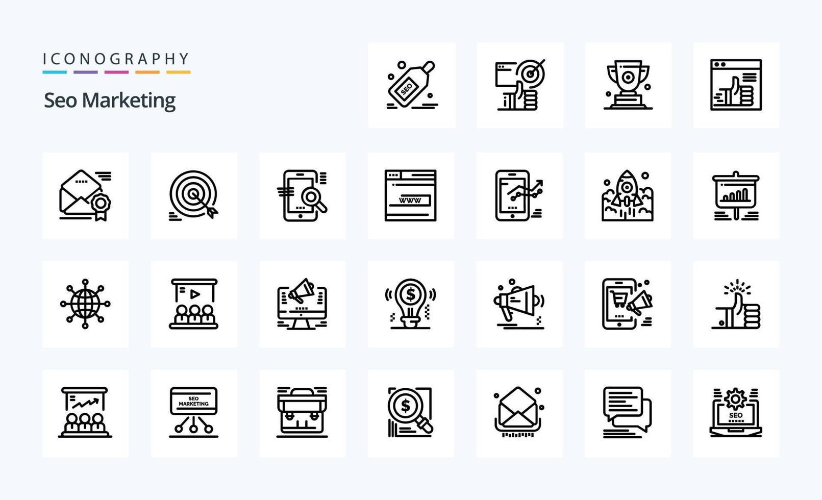 25 SEO-Marketing-Linien-Icon-Pack vektor