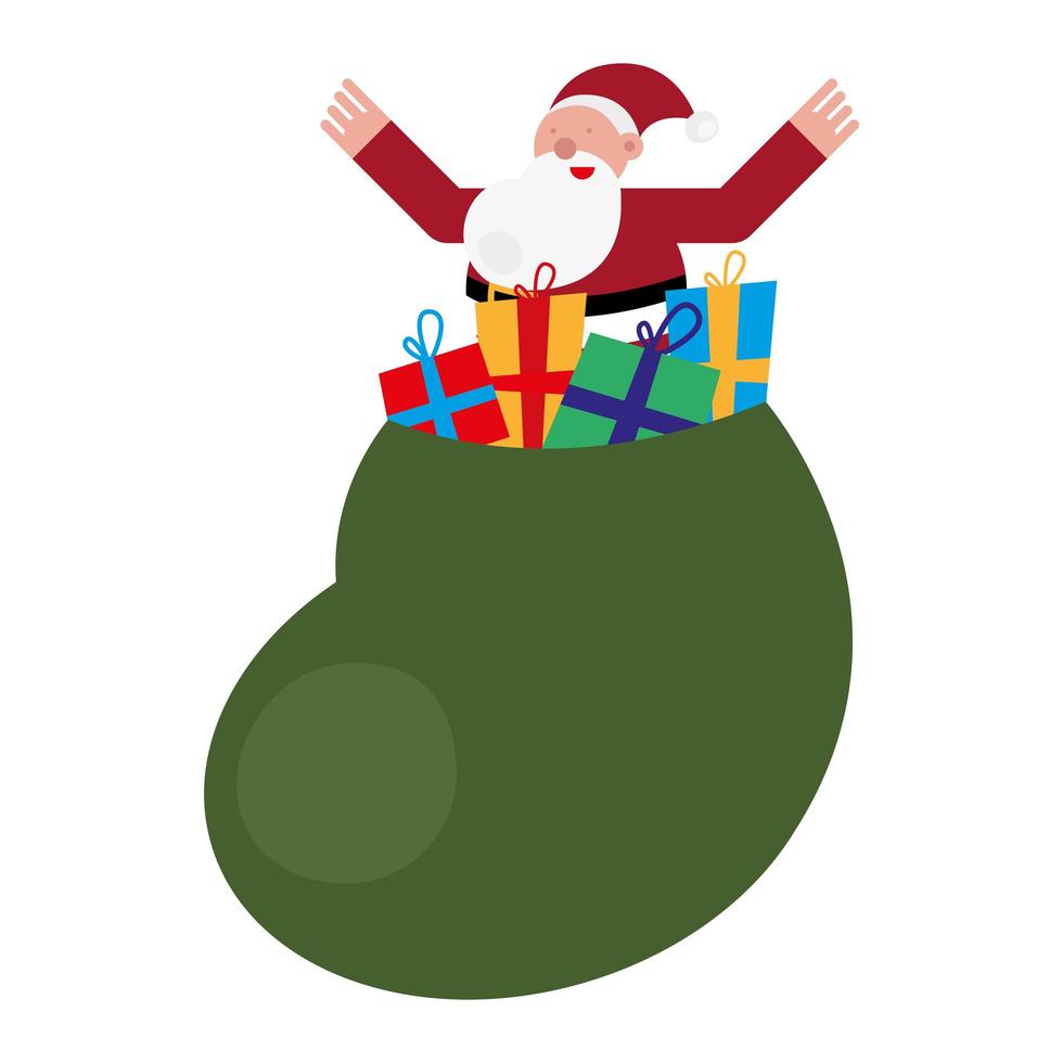 Weihnachts-Weihnachtsmann mit Geschenktüte vektor