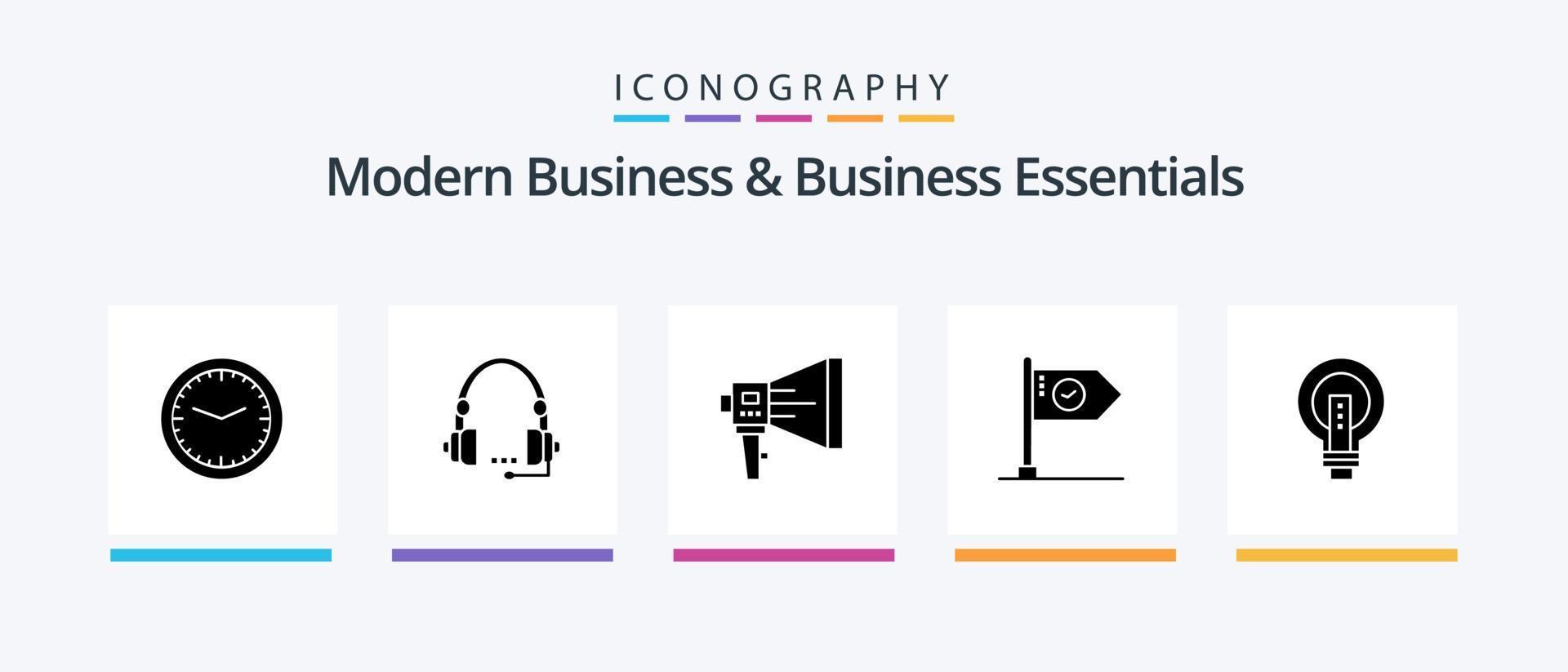 Modern Business und Business Essentials Glyph 5 Icon Pack inklusive Lautsprecher. Marketing. Kontakt. Lautsprecher. bekannt geben. kreatives Symboldesign vektor