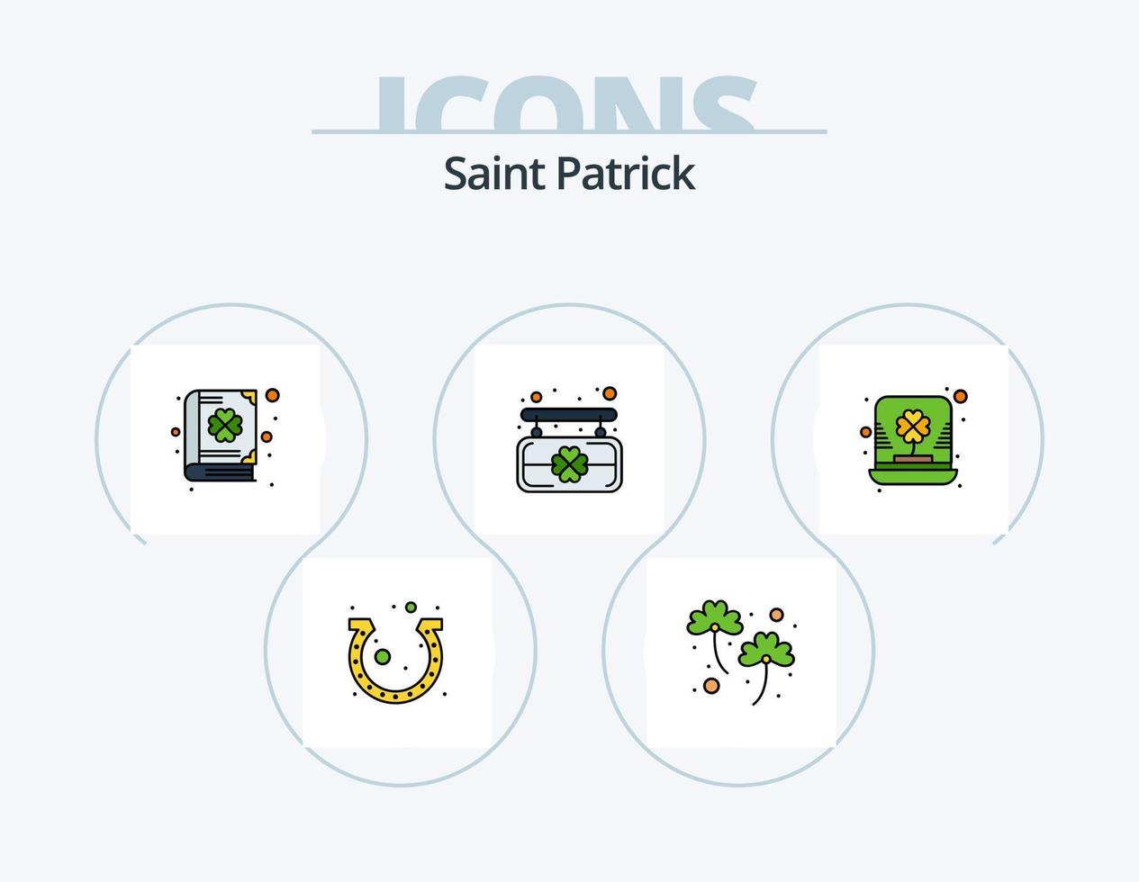 Saint Patrick Line gefüllt Icon Pack 5 Icon Design. Hörner. Einkaufen. Glücklich. Geschenk. Beifall vektor