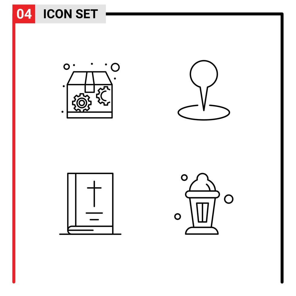 4 tematiska vektor fylld linje platt färger och redigerbar symboler av marknadsföring notera plats stift abrahamisk redigerbar vektor design element