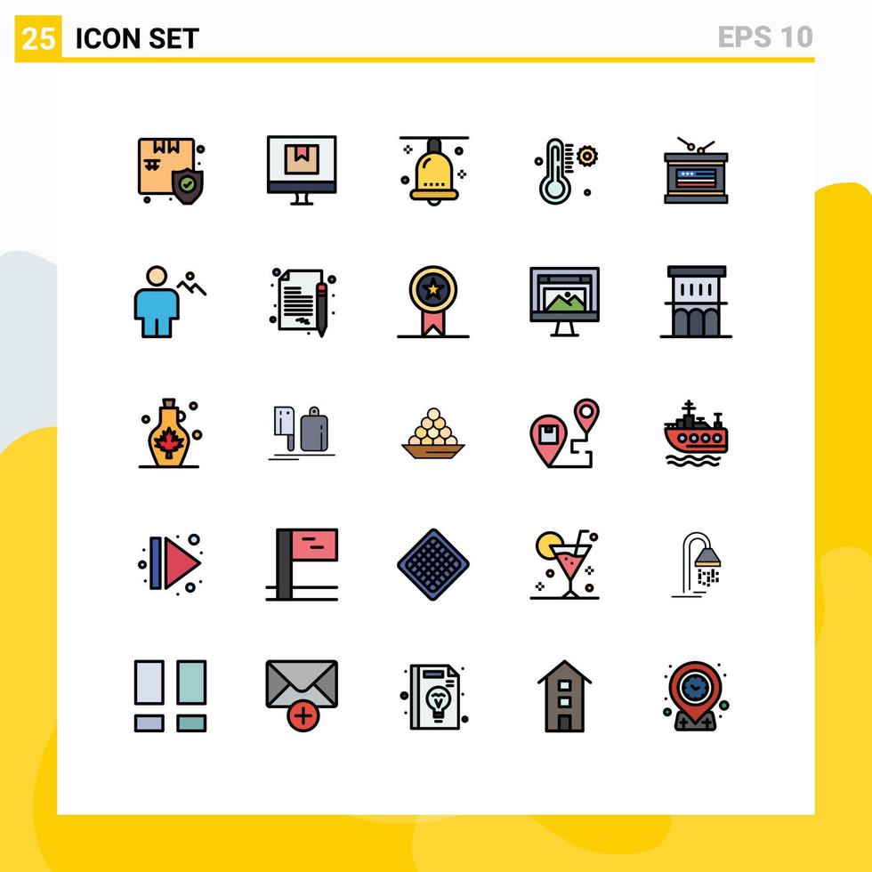 satz von 25 modernen ui-symbolen symbole zeichen für trommelthermometer online temperaturfestival editierbare vektordesignelemente vektor