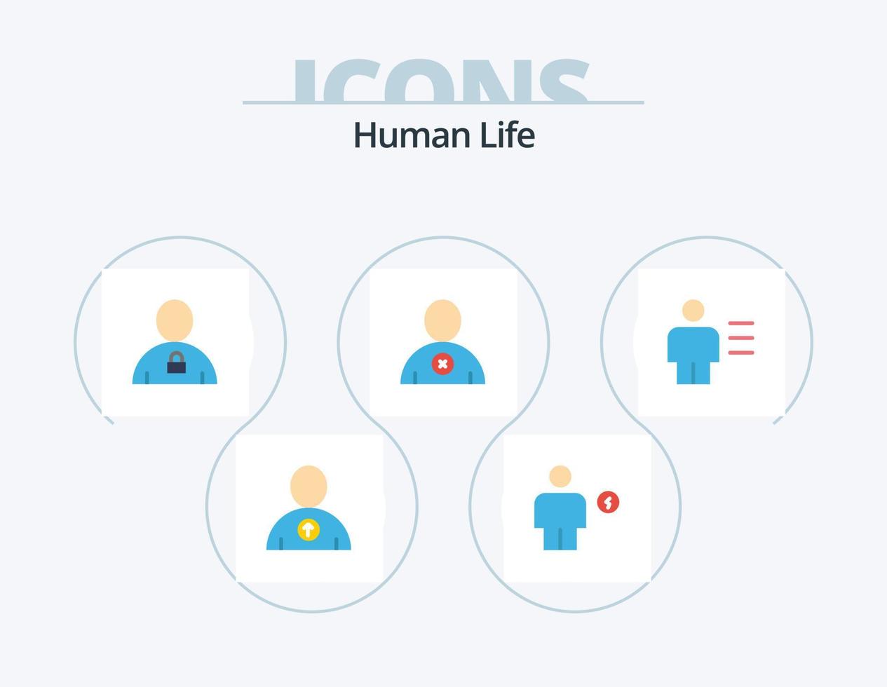 menschliches flaches Icon-Pack 5-Icon-Design. Benutzerbild. Benutzer. Benutzerbild. Mann. Vorhängeschloss vektor