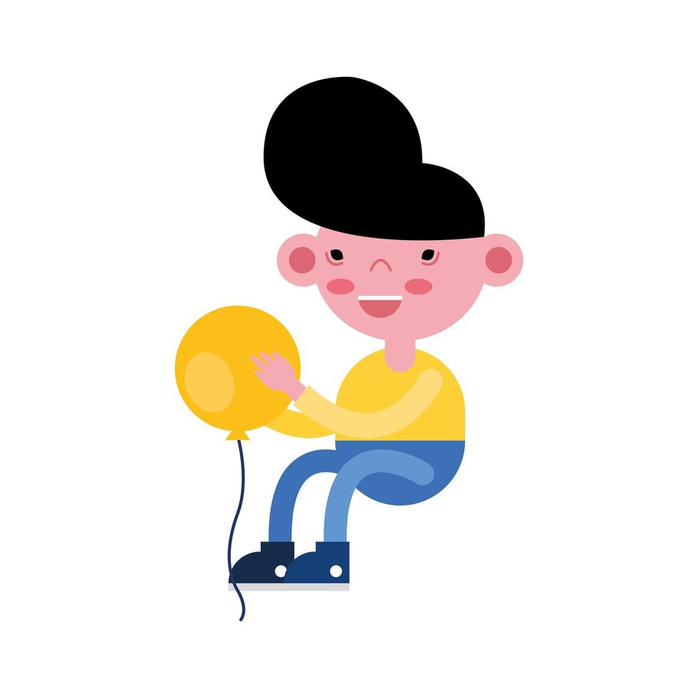 süßer kleiner Junge, der mit Ballon sitzt vektor