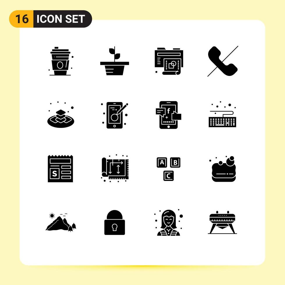 16 kreativ ikoner modern tecken och symboler av tallrik telefon kreativ mobil ring upp redigerbar vektor design element