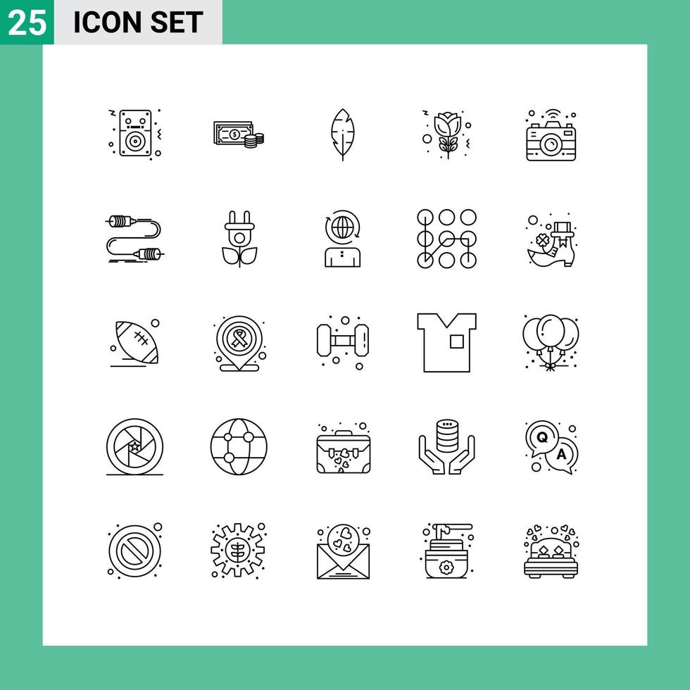 uppsättning av 25 modern ui ikoner symboler tecken för wiFi kamera företag tulpan blomma redigerbar vektor design element