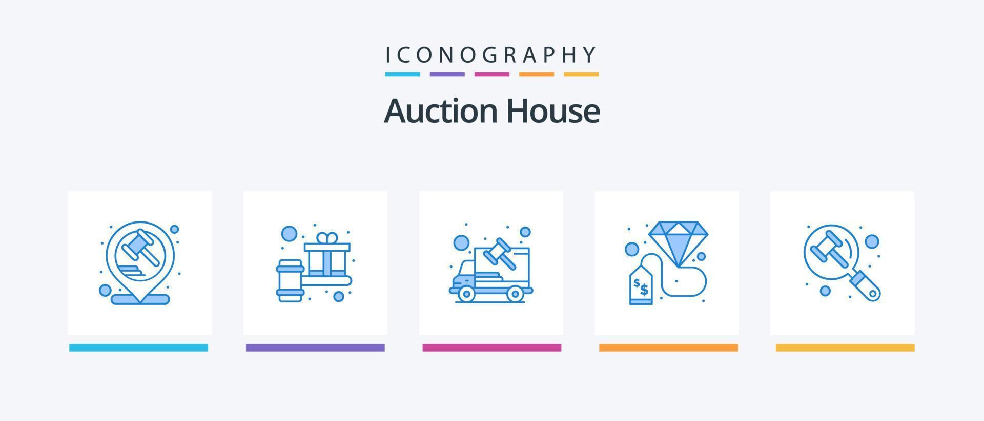 Auction Blue 5 Icon Pack inklusive Gesetz. Zahltag. Wagen. Investition. Diamant. kreatives Symboldesign vektor