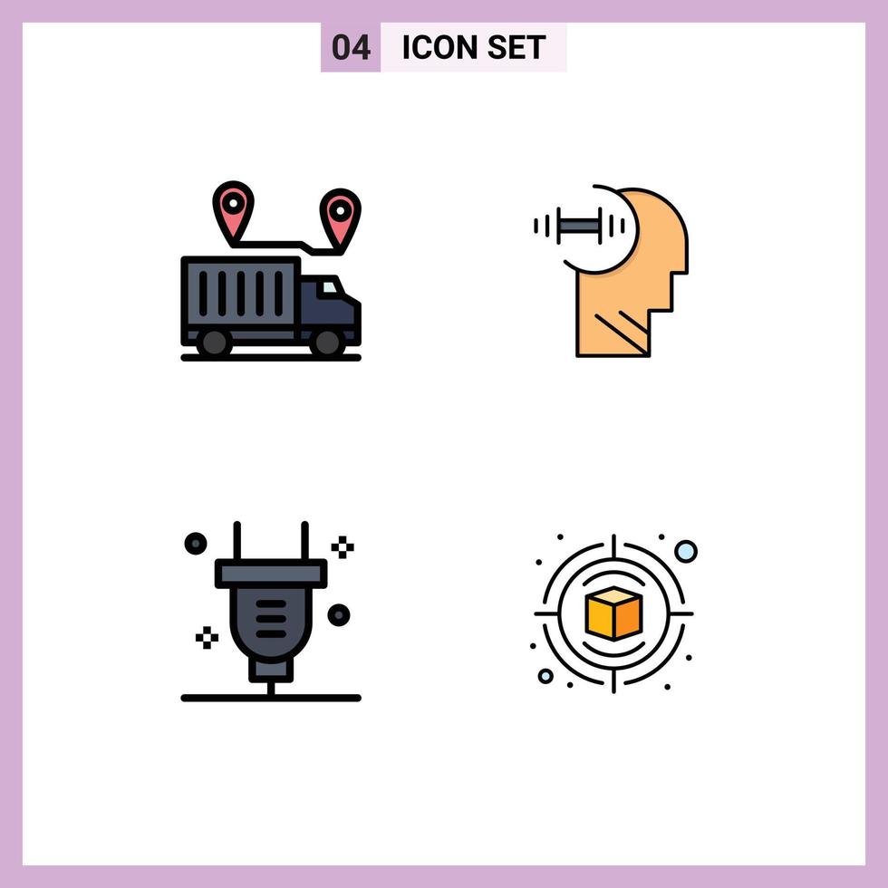 uppsättning av 4 modern ui ikoner symboler tecken för leverans plugg förtroende brian växla redigerbar vektor design element