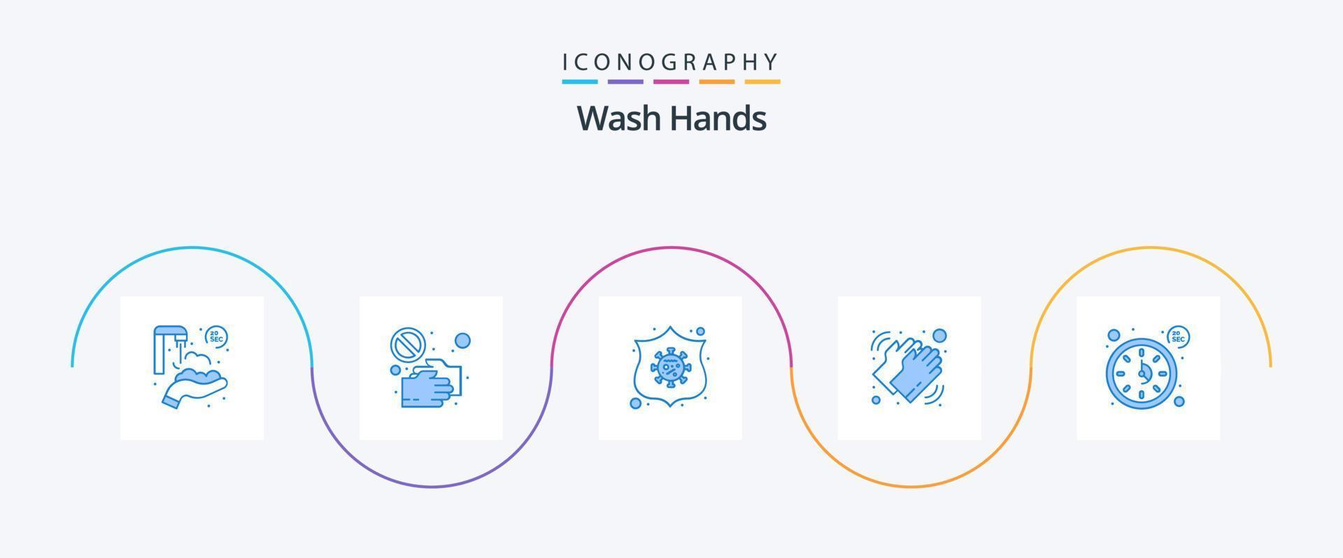 tvätta händer blå 5 ikon packa Inklusive torr. medicinsk. skaka hand. händer. skydda vektor