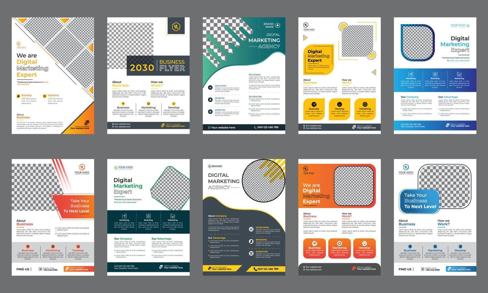 business flyer design corporate flyer mall geometrisk form affisch design broschyr gradient abstrakt tidning bakgrund utrymme för foto vektor