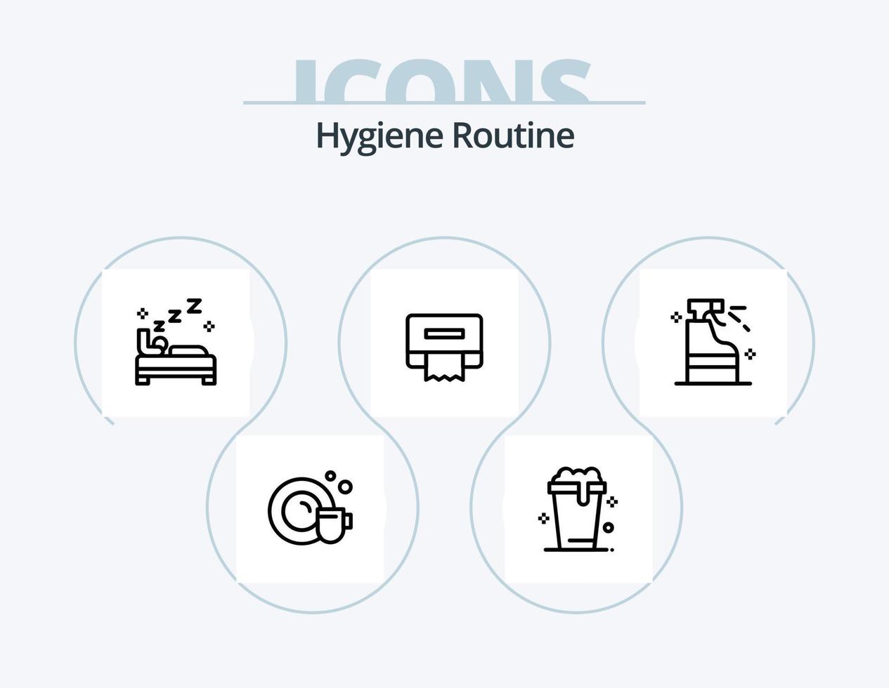 Hygiene-Routine-Line-Icon-Pack 5 Icon-Design. . . Gewebe. sauber. Reinigung vektor