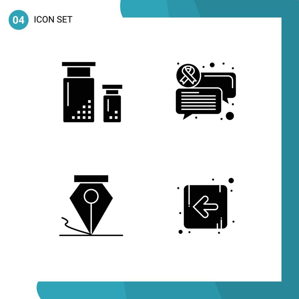 4 thematische Vektor-Solid-Glyphen und editierbare Symbole der Codierungstintenentwicklung Kommunikationspfeil editierbare Vektordesign-Elemente vektor