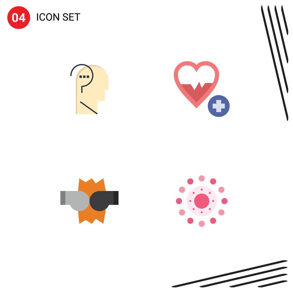 grupp av 4 platt ikoner tecken och symboler för förvirra bekämpa fråga hjärta blomma redigerbar vektor design element