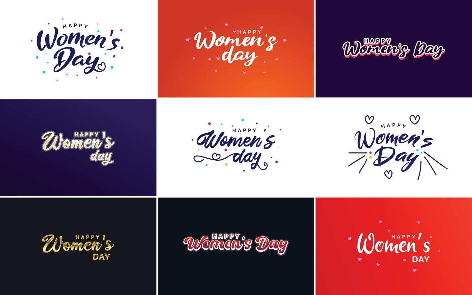 abstraktes Happy Women's Day Logo mit einem Liebesvektordesign in Pink. rot. und schwarze Farben vektor