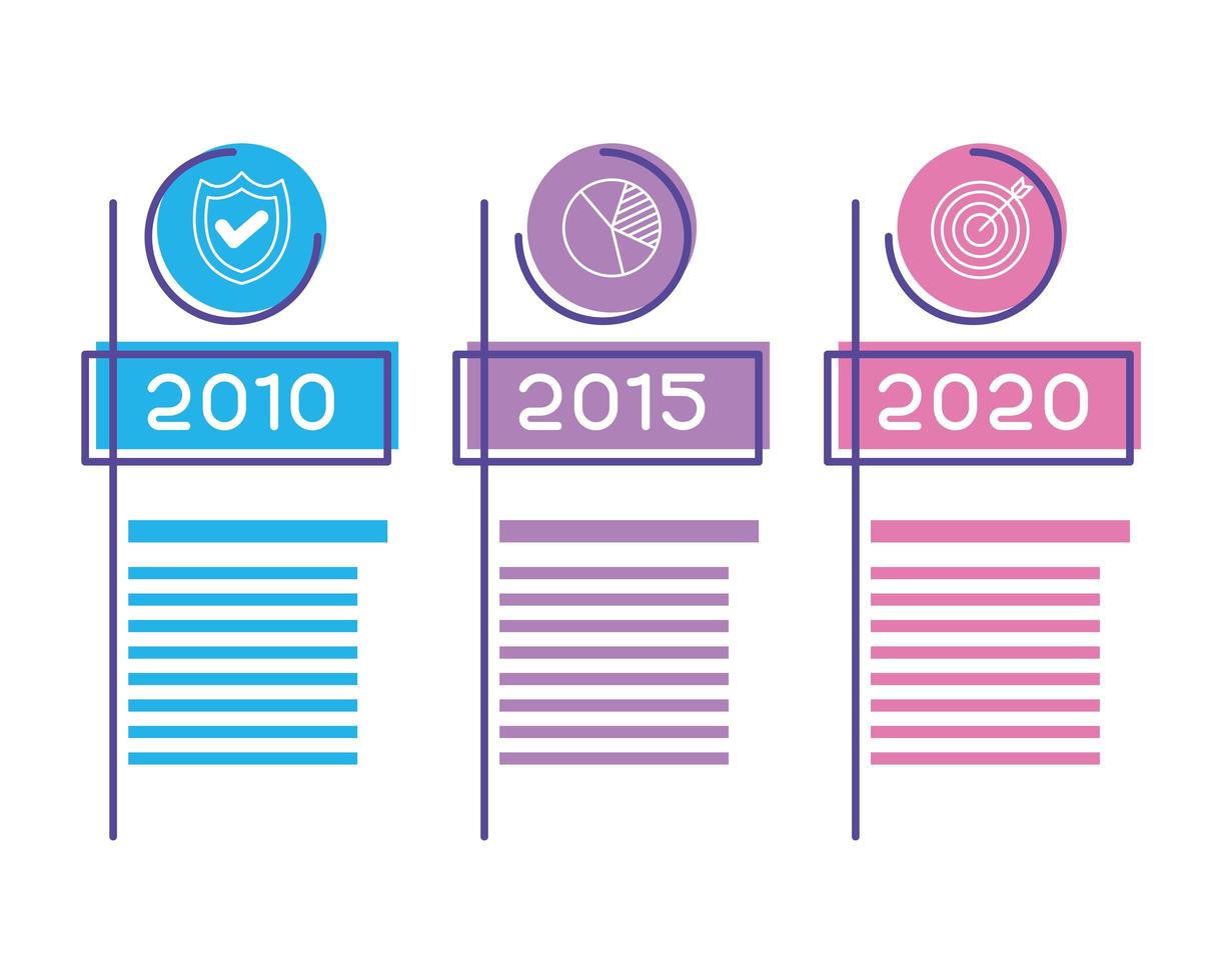 Geschäftsinfografik mit Jahrenikonen vektor