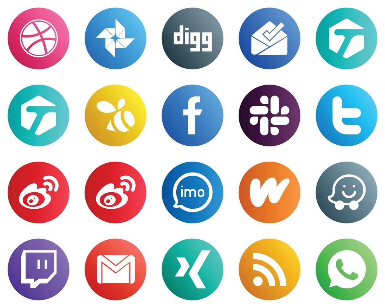 20 elegant social media ikoner sådan som audio. Kina och weibo ikoner. fullt anpassningsbar och hög kvalitet vektor