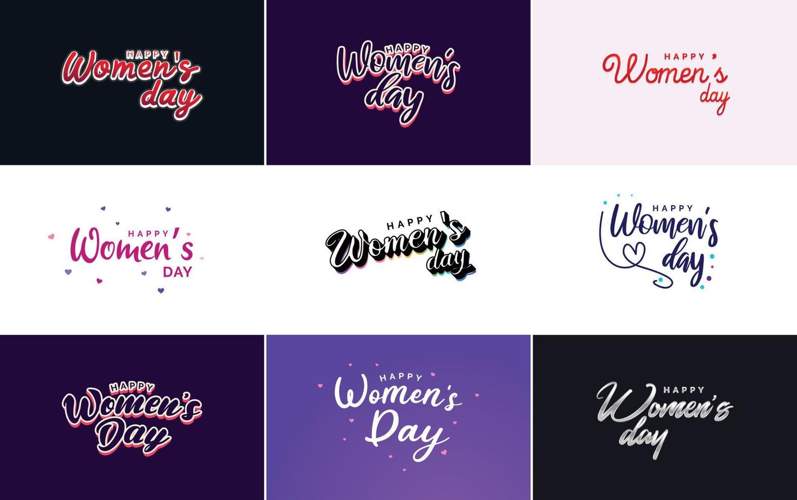 uppsättning av kort med internationell kvinnors dag logotyp vektor