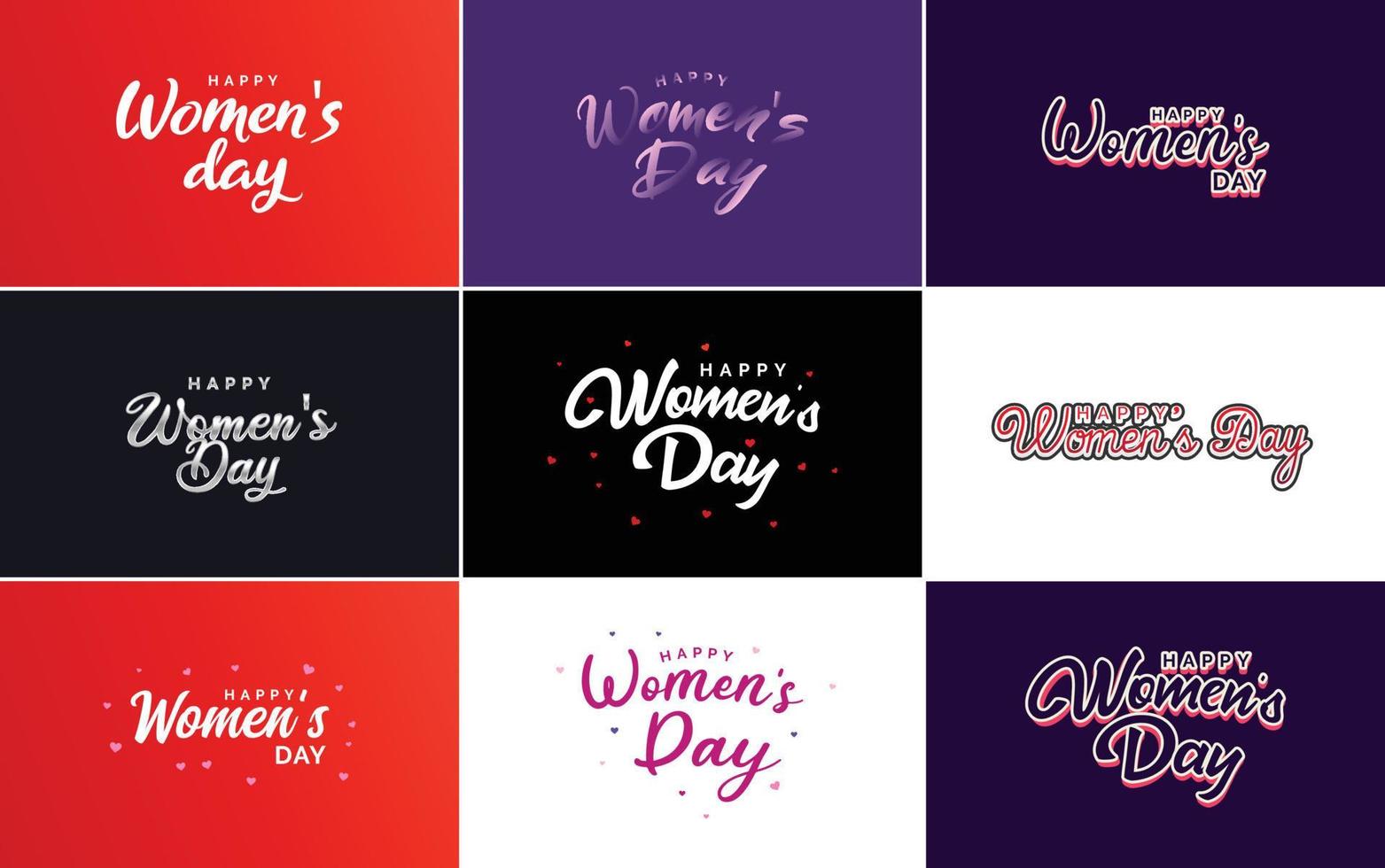 uppsättning av internationell kvinnors dag kort med en logotyp och en lutning Färg schema vektor
