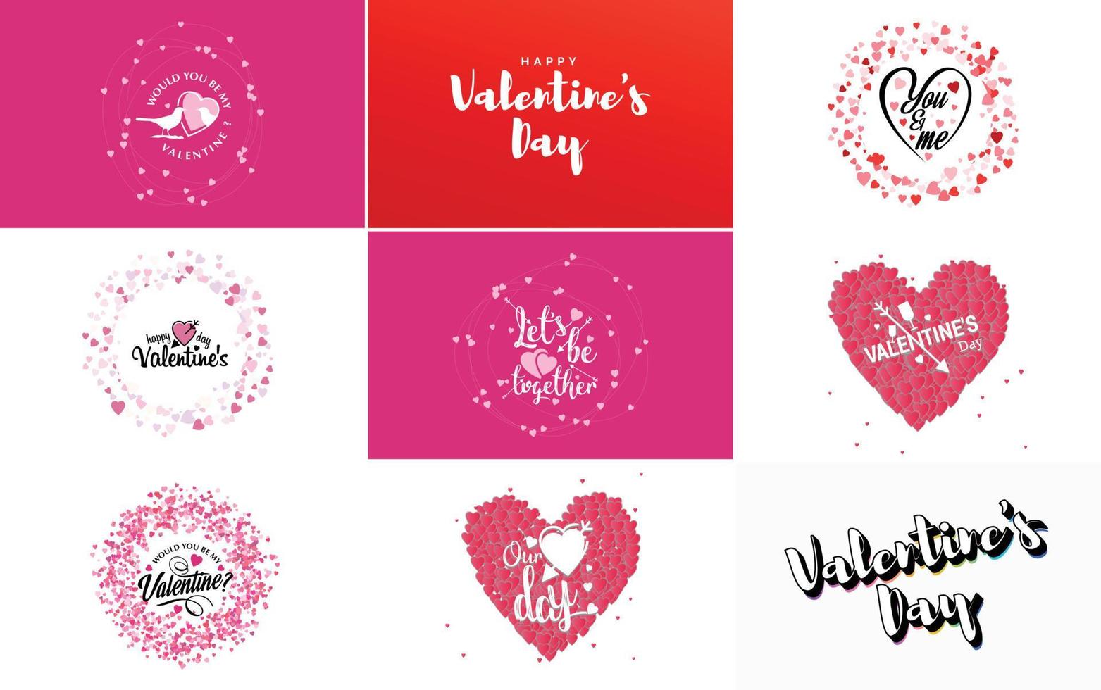 fröhliches typografieplakat zum valentinstag mit handgeschriebenem kalligrafietext. isoliert auf weißem Hintergrund Vektor-Illustration vektor