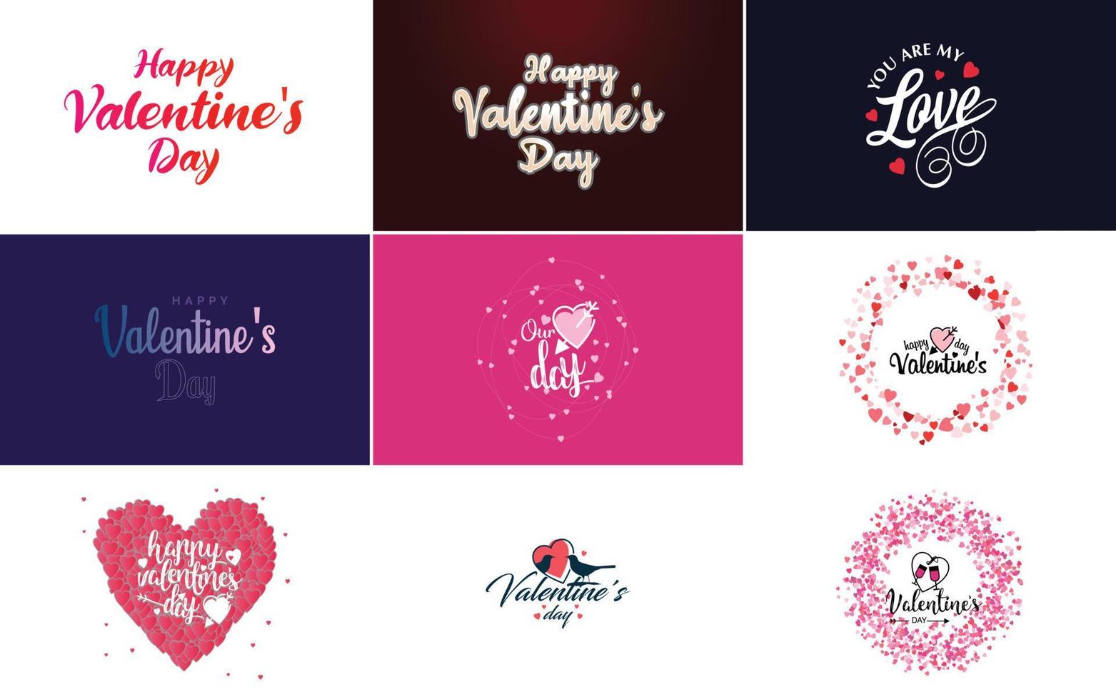 Lycklig hjärtans dag hälsning kort mall med en romantisk tema och en röd och rosa Färg schema vektor