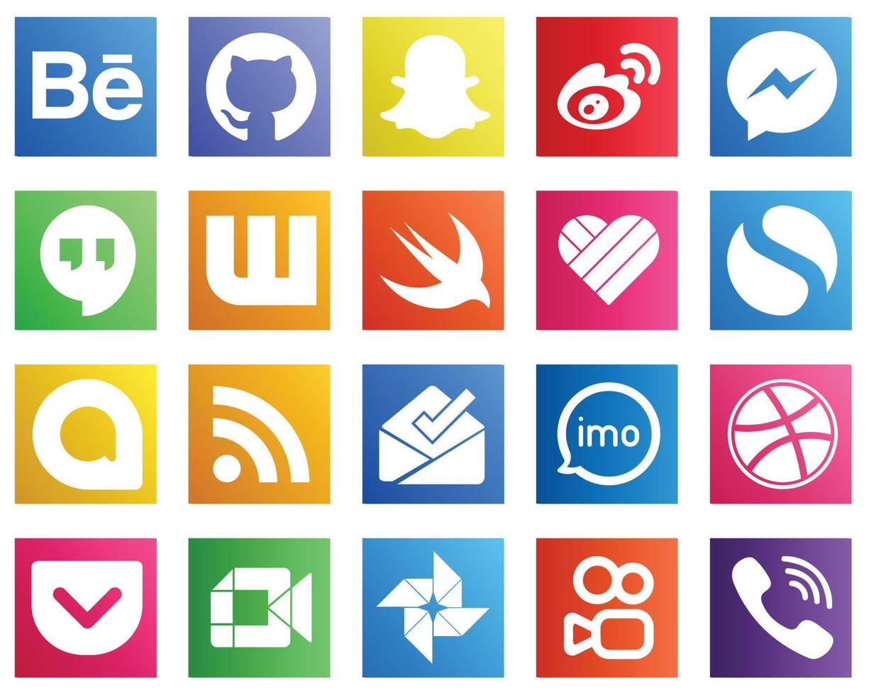20 professionell social media ikoner sådan som utfodra. Google allo. Facebook. enkel och snabb ikoner. fullt anpassningsbar och professionell vektor