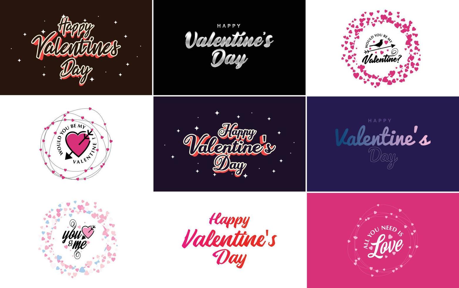 fröhliches typografieplakat zum valentinstag mit handgeschriebenem kalligrafietext. isoliert auf weißem Hintergrund Vektor-Illustration vektor