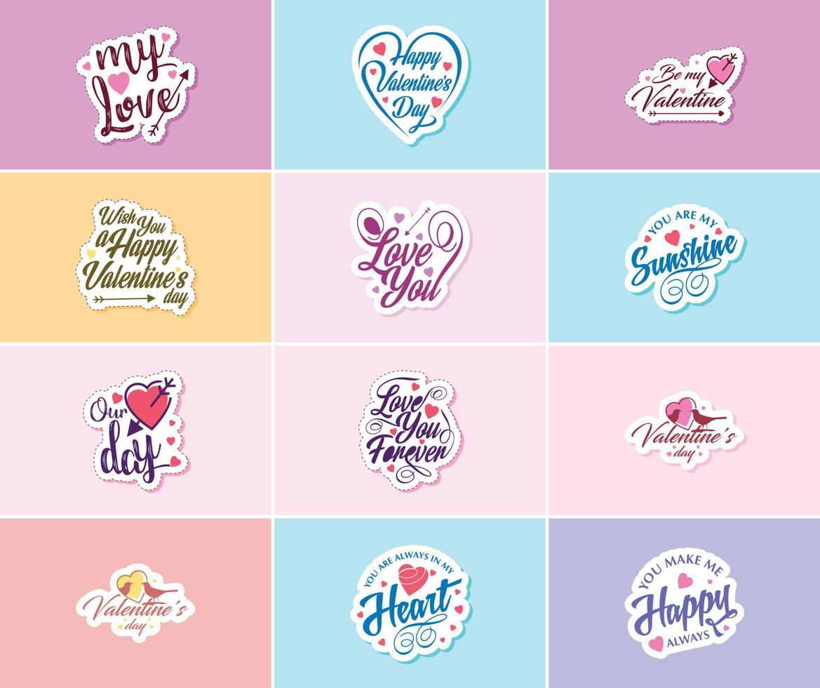 Valentinstag-Grafikaufkleber, um Ihre Liebe und Hingabe zu zeigen vektor