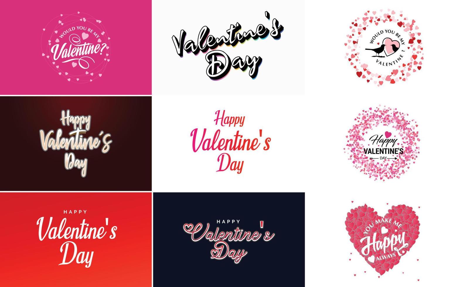 Lycklig hjärtans dag baner mall med en romantisk tema och en rosa och röd Färg schema vektor